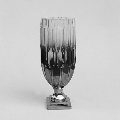 Glas Windlicht Vase silber gro