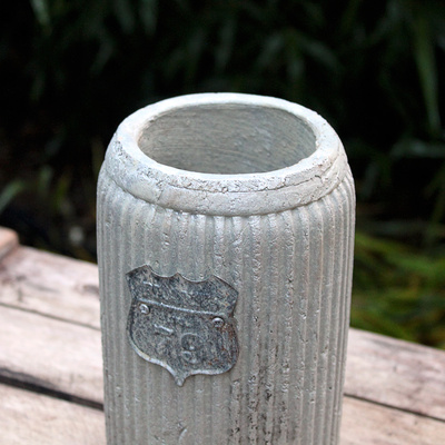 Blumenbertopf Landhausstil Vase Rille Silber antik
