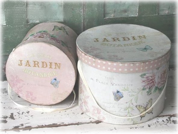 Hutschachtel groß Hutbox Hutkarton Schachtel Box rund antik shabby Landhaus