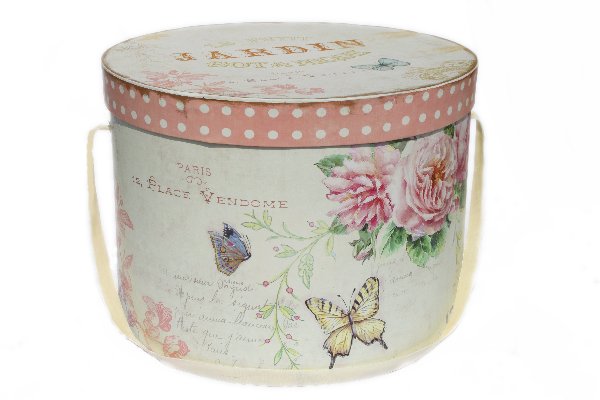 Hutschachtel groß Hutbox Hutkarton Schachtel Box rund antik shabby Landhaus