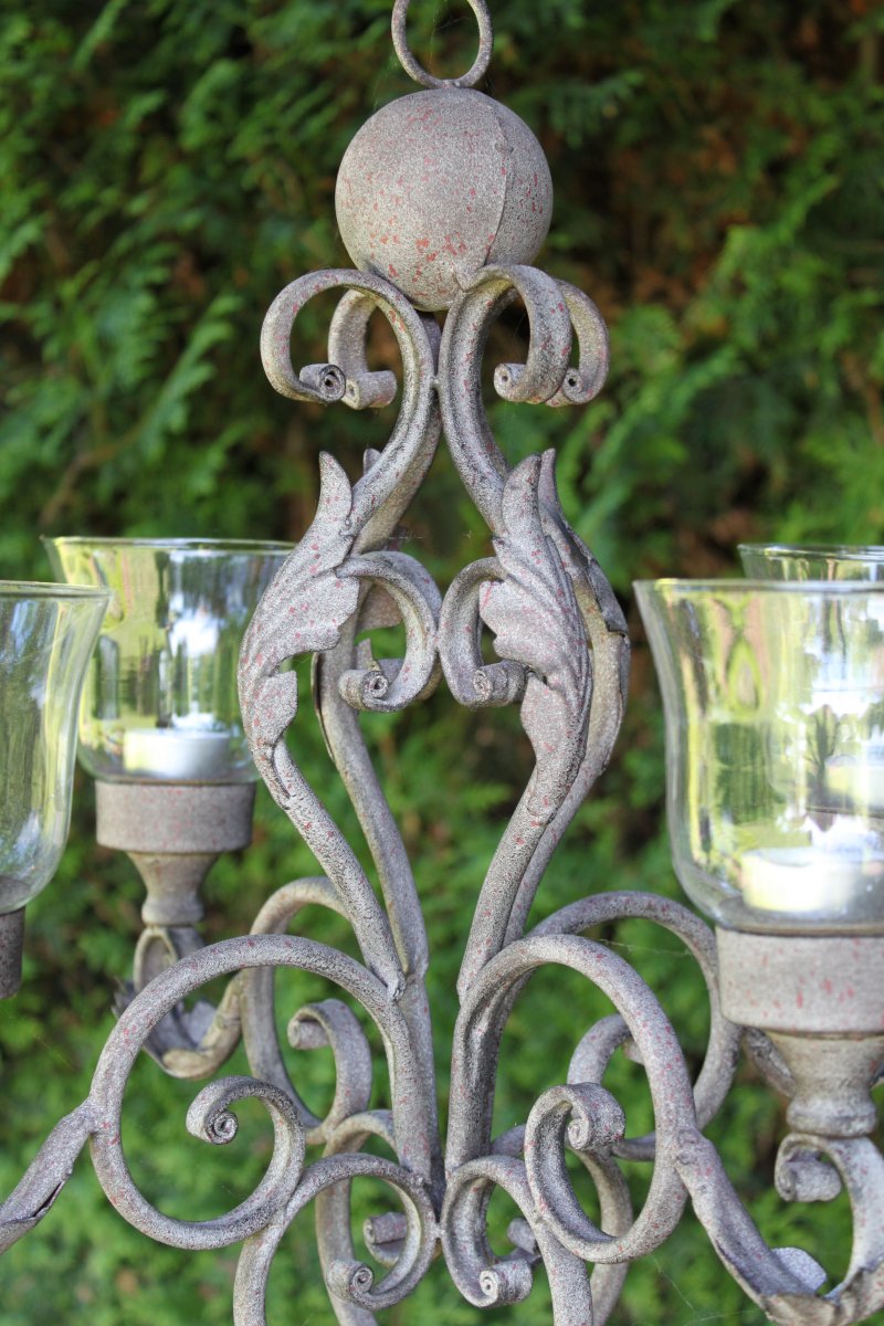 Kerzen Kronleuchter Gläser antik shabby Landhaus Deckenleuchter