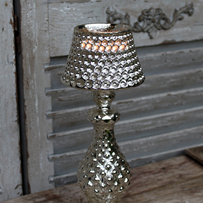 2 Gren Vintage Teelichthalter Lampe Glas Bauernsilber