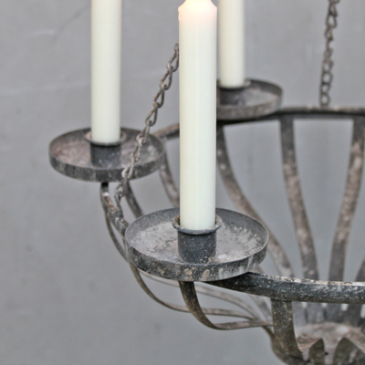 Vintage Hngeleuchter fr 6 Kerzen Metall Rost Grau Shabby Chic