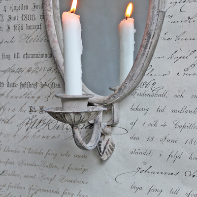 Wand Kerzenhalter mit Spiegel Shabby Chic