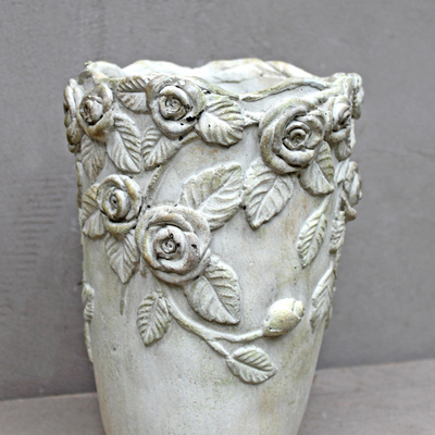 Rosen Dekor Vase bertopf Beton Grau Landhaus